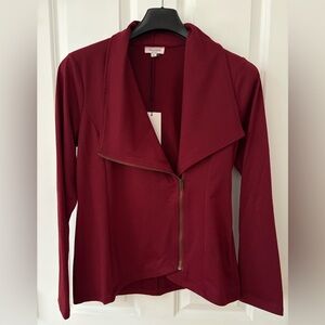 NWT, Andree By Unit, Moto Style Asymmetrical Zip Front Jacket, Burgundy, Size L